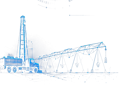 Wireframe drilling rig and water truck delivering a flowing well